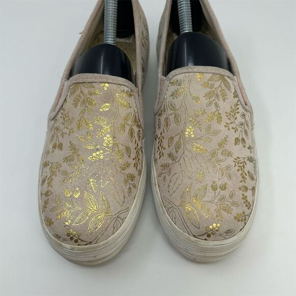 Keds x Rifle Paper Co. Women's Floral Gold and Pink Slip-On Sneakers Size 6.5 - Picture 6 of 14